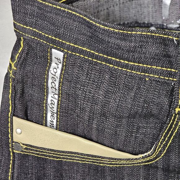 Y2K Vintage Project Mayhem Baggy Embroidered One Pride Jeans 38 X 32 Dark Wash - Picture 10 of 16